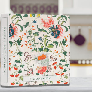 Cookbook   Blooming Floral Pattern Vintage Style 3 Ring Binder