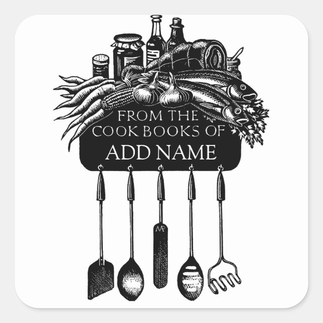 Cookbook Bookplate With Food And Utensils (Front)
