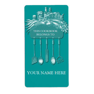 Cookbook Collection Bookplate ..teal
