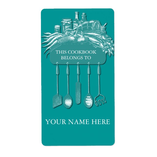 Cookbook Collection Bookplate ..teal (Front)