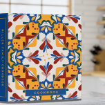 Cookbook | Colorful Kitchen Tile | Blue 3 Ring Binder<br><div class="desc">Modern cookbook binder for organizing your family's recipes, meal planning or other subject. Features a stylish kitchen tile design in a colorful palette with blue and goldenrod accents with customizable text presented on coordinating blue banners. Shown with the text "COOKBOOK" on the front cover in modern typography and custom family...</div>