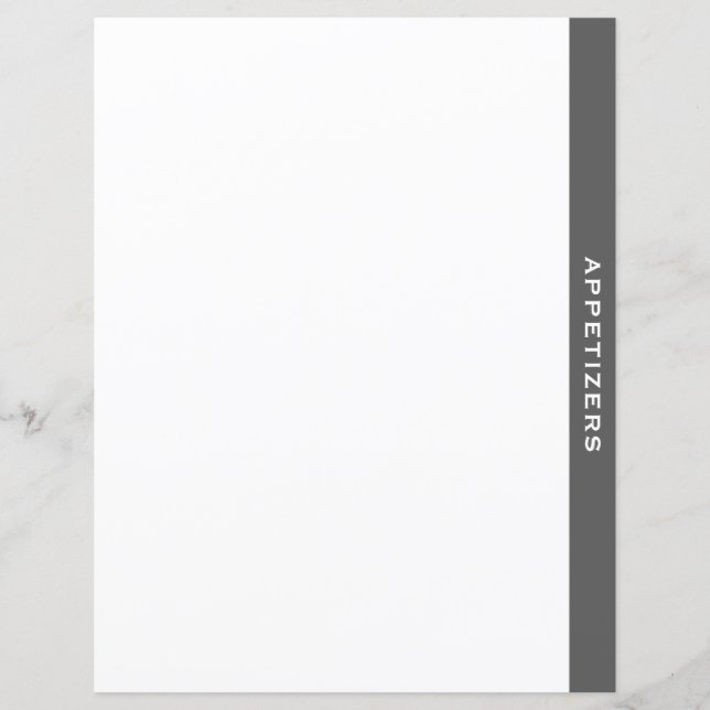 Cookbook Divider | Gray & White | Appetizers (Front)