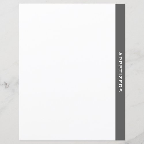 Cookbook Divider  Gray  White  Appetizers