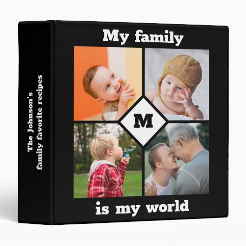 Cookbook Family Photos Template Recipe Monogram 3 Ring Binder