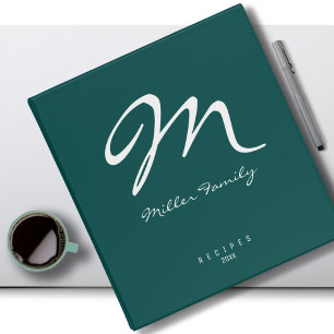 CookBook for Family Recipes Classy Green 3 Ring Binder