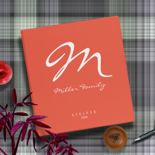 CookBook for Family Recipes orange-red 3 Ring Binder