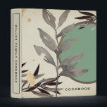 Cookbook | Modern Artistic Botanical | Mint 3 Ring Binder<br><div class="desc">Cookbook recipe binder for organizing your family's recipes, meal planning or other subject. Features a stylish artistic abstract design in a mint green and grey color palette on a beige background with black and gold accents and custom coordinating text. Shown with "COOKBOOK" on the front cover in simple modern typography...</div>