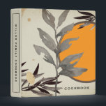 Cookbook | Modern Artistic Botanical | Orange 3 Ring Binder<br><div class="desc">Cookbook recipe binder for organizing your family's recipes, meal planning or other subject. Features a unique artistic abstract design in an orange and gray color palette on a beige background with black and gold accents and custom coordinating text. Shown with "COOKBOOK" on the front cover in simple modern typography and...</div>