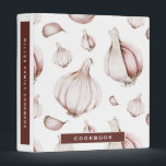 Cookbook | Modern Cooking Garlic Pattern 3 Ring Binder<br><div class="desc">Modern cookbook binder for organizing your family's recipes, meal planning or other subject. Features a stylish design with a fun and whimsical garlic pattern in a light color palette with coordinating customizable text. Shown with the text "COOKBOOK" on the front cover in modern typography and custom family name cookbook on...</div>
