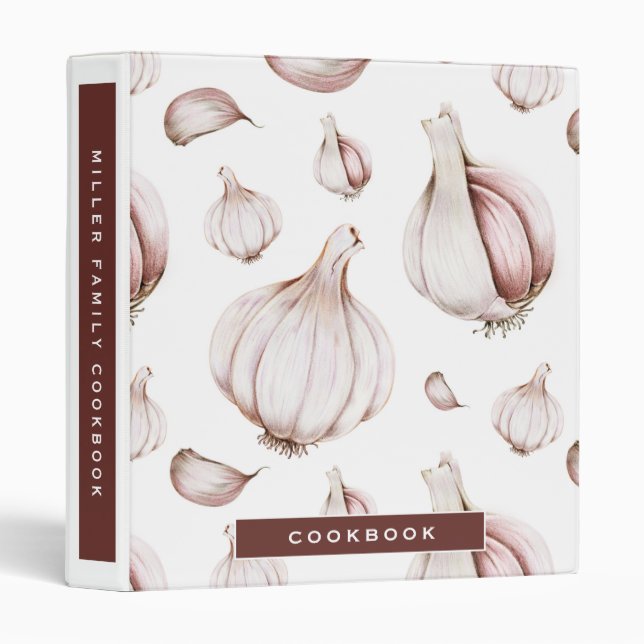 Cookbook | Modern Cooking Garlic Pattern 3 Ring Binder (Front/Spine)