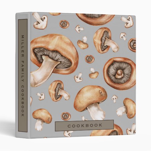 Cookbook  Modern Cooking  Mushroom Pattern 3 Ring Binder