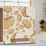 Cookbook | Modern Cooking | Potato Spuds 3 Ring Binder<br><div class="desc">Modern cookbook binder for organizing your family's recipes, meal planning or other subject. Features a fun stylish pattern of potato spuds on a light background. Customizable text is presented on complimentary brown banners. Shown with the text "COOKBOOK" on the front cover in modern typography and custom family name cookbook on...</div>