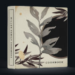Cookbook | Modern Zen Botanical Leaves | Black 3 Ring Binder<br><div class="desc">Cookbook recipe binder for organizing your family's recipes, meal planning or other subject. Features an artistic abstract design in a black and beige color palette with gray and gold accents and custom coordinating text. Shown with "COOKBOOK" on the front cover in simple modern typography and custom family name cookbook on...</div>