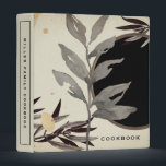 Cookbook | Modern Zen Botanical Leaves | Black 3 Ring Binder<br><div class="desc">Cookbook recipe binder for organizing your family's recipes, meal planning or other subject. Features an artistic abstract design in a black and beige color palette with gray and gold accents and custom coordinating text. Shown with "COOKBOOK" on the front cover in simple modern typography and custom family name cookbook on...</div>