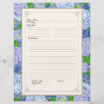 Cookbook Page Blue Hydrangea Lace Floral Formal<br><div class="desc">These flyers have been set up for creating your own bridal shower advice pages. They are two sided. COLOR PALETTE: royal blue, cream, off white, taupe, tan, light blue, and periwinkle blue. DESIGN COLLECTION: Though this design looks vintage in style, all of it is new, original artwork from Audrey Jeanne....</div>