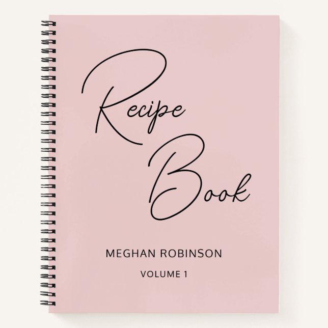 Cookbook Recipe Blush Pink Girly Monogram Notebook (Front)