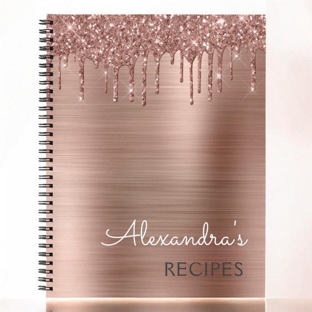 Cookbook Recipe Book Rose Gold Glitter Monogram (Creator Uploaded)