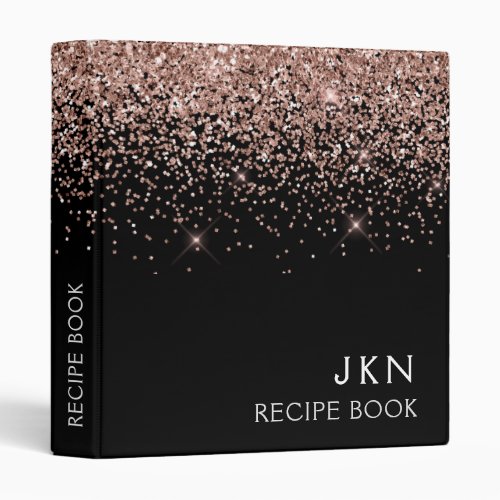 Cookbook Recipe Book Rose Gold Pink Glitter 3 Ring Binder