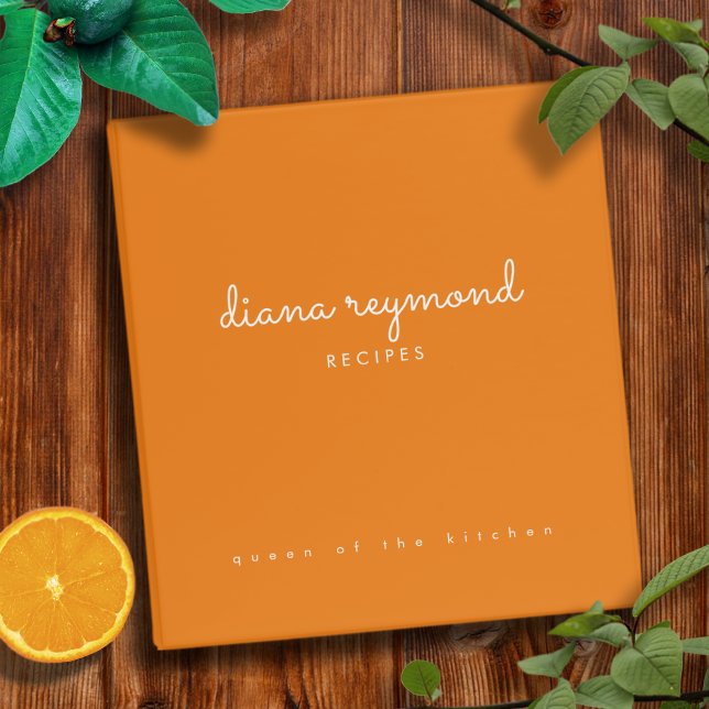 Cookbook recipe cooking modern orange 3 ring binder (Creator Uploaded)