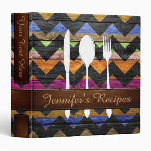 Cookbook Retro Chevron Wood Look #29 3 Ring Binder