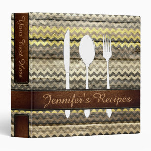 Cookbook Retro Chevron Wood Look #39 3 Ring Binder