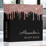 Cookbook Rose Gold - Blush Pink Glitter Monogram 3 Ring Binder<br><div class="desc">Rose Gold - Blush Pink and Black Faux Sparkle Dripping Glitter Brushed Metal Monogram Name Cookbook - Recipe Book Binder. This makes the perfect sweet 16 birthday,  wedding,  bridal shower,  anniversary,  baby shower or bachelorette party gift for someone that loves glam luxury and chic styles.</div>