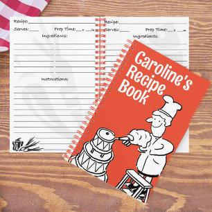 Cookbook with Cook Decorating Cake. Recipe Notebook