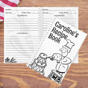 Cookbook with Cook Decorating Cake. Recipe Notebook