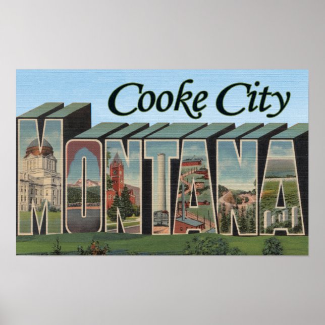 Cooke City, Montana - Large Letter Scenes Poster (Front)