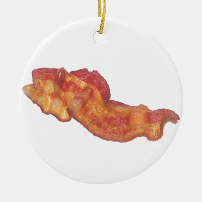 Cooked Bacon Ceramic Ornament (Front)