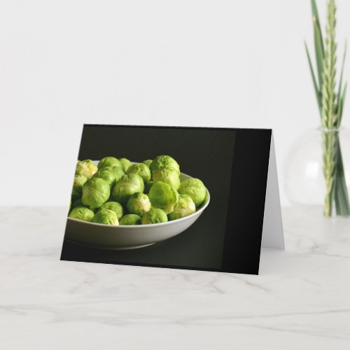 Cooked Brussels Sprouts in White Bowl Thank You Card