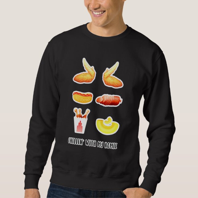 Cooked Chicken Wing Chicken Wing Hot Dog Bologna M Sweatshirt (Front)