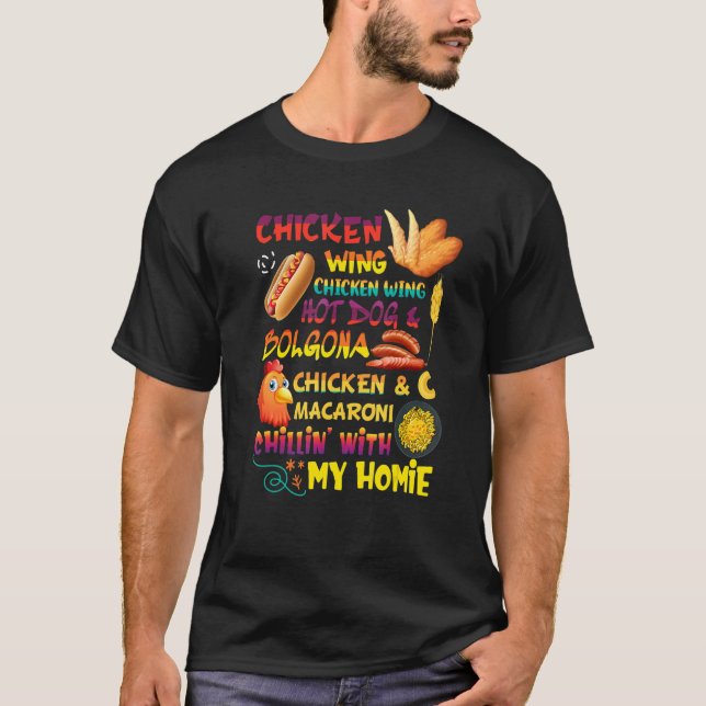Cooked Chicken Wing Chicken Wing Hot Dog Bologna M T-Shirt (Front)