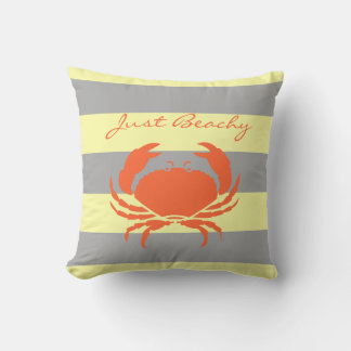 Cooked crab and Yellow Beach stripe Throw Pillow