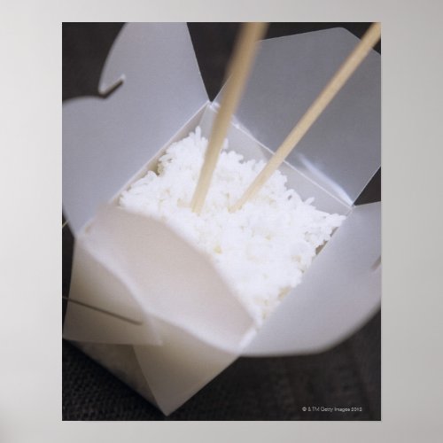 Cooked Rice in a To_go Container Poster
