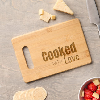 Cooked with love Bold Fonts Engraved Cutting Board
