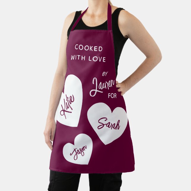 Cooked With Love Personalized Burgundy Apron (Insitu)