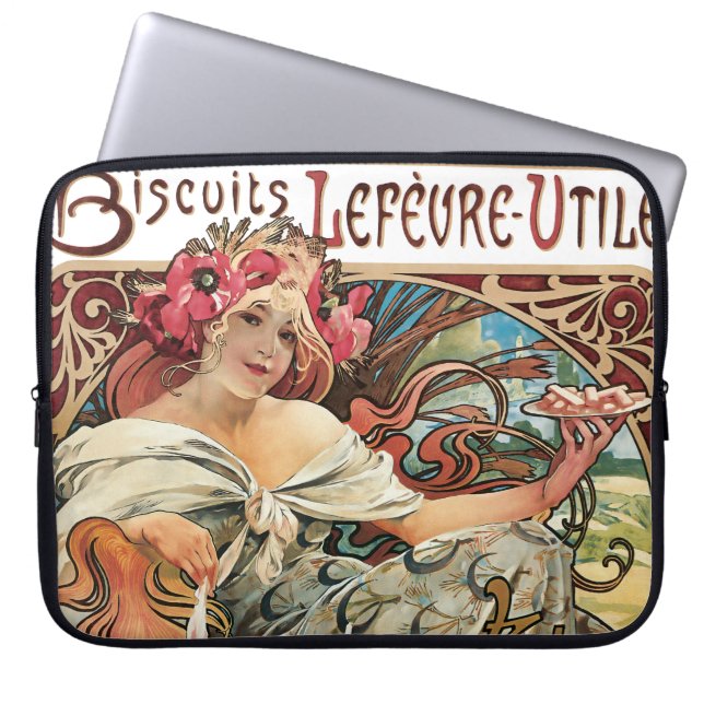 Cookie Advertisement Alphonse Mucha Art Nouveau Laptop Sleeve (Front)