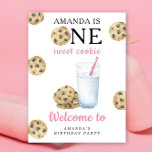 Cookie and Milk 1st Birthday Party  Poster<br><div class="desc">A Little Sweet Cookie. Watercolor kids birthday party. Watercolor cookies with chocolate and glass of milk.</div>