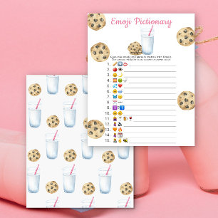 Cookie and milk baby shower Emoji Pictionary game 