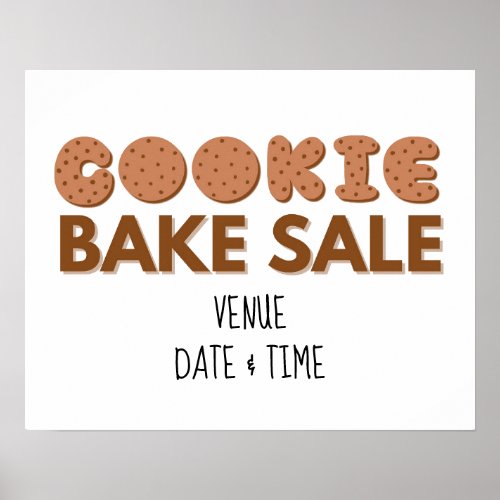 Cookie Bake Sale Sign Fundraising Sale Poster