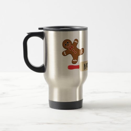 Cookie Baker Gingerbread Cutout Man Travel Mug