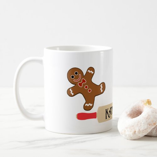 Cookie Baker Mug Gingerbread Cutout Man Christmas 