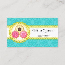 Cookie Bakery Damask Scalloped Border Business Card