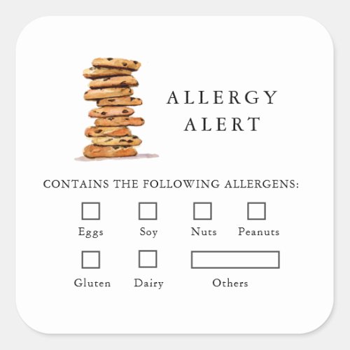 Cookie Bakery Food Safety Allergy Alert  Square Sticker