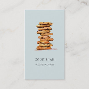 Cookie bakery watercolor blue business card