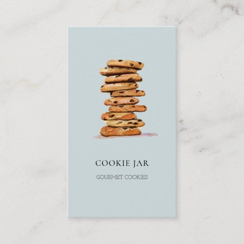 Cookie bakery watercolor blue business card