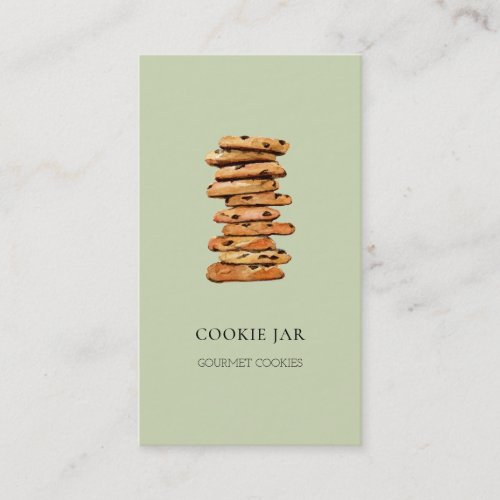 Cookie bakery watercolor mint green business card