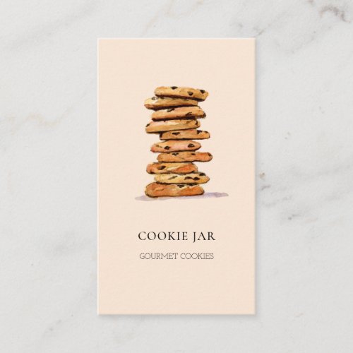 Cookie bakery watercolor peach business card