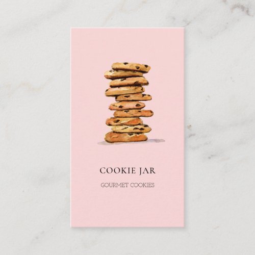 Cookie bakery watercolor pink business card